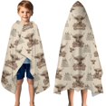thumbnail image 3 of Beige Highland Cow Fence Pattern Hooded Bath Towel，50"x30" for Ages 3 To 12 Kids, Quick Dry Lightweight Soft Microfiber Hood Beach Towel Cover Up for Kids, 3 of 7