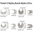 thumbnail image 2 of 24Pcs 4 Style Tibetan Style Alloy Chandelier Component Links Moon Antique Silver 26~34x26~30x2mm Hole: 1.2~2mm 6pcs/style, 2 of 4