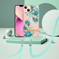 thumbnail image 5 of Flower Pattern Case for iPhone 14 Plus, Detachable Shoulder Strap Lanyard Crossbody Slim Lightweight Cover with Soft Silicone Shockproof Drop Resistant Case for iPhone 14 Plus,Blue Peony, 5 of 7