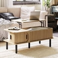 thumbnail image 6 of Pusnapku 39" Lift Top Coffee Table, Fluted Rectangle Center Table with Hidden Storage and Sliding Door, Wood Accent Desk for Living Room, Home Office, 6 of 9