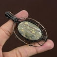 thumbnail image 4 of Natural Malinga Jasper Gemstone Handmade Copper Wire Wrap Pendant 3.55", 4 of 5