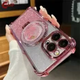 thumbnail image 2 of For Magsafe Quicksand Bracket Phone Case for iPhone 16 ProMax 15 14 13 12 11 Pro Max Plus Gradient Glitter Anti-fall Stand Cover black For iPhone 13, 2 of 6