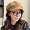 thumbnail image 4 of Gorro octogonal con letras nuevas para otoño e invierno, estilo japonés, boina de pintor versátil, retro, artística, con visera de gran circunferencia de cabeza, 4 of 6