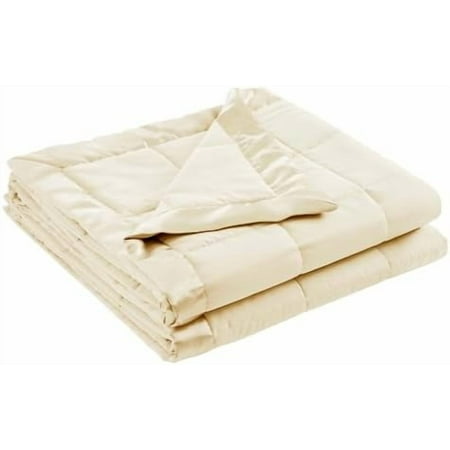 Windom Down Alternative Blanket, Premium 3M Scotchgard Moisture Wicking Treatment, Lightweight and Soft Bed Cover For All Season, Satin Trim, Cream Twin