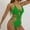 Green, variant on Xysaqa Women's Sexy Cutout Cheeky One Piece Swimsuit Lace Up Halter Backless Thong Bikini Bathing Suit High Cut Monokini Summer Savings White L