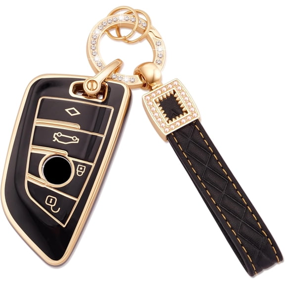 Key Fob Cover Compatible with Fit for BMW X1 X2 X3 X5 X6 2 5 6 7 Series, Soft TPU, Full Protection, Smart Key Case, Keychain Case Holder Protector,1
