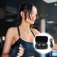 thumbnail image 2 of EeaseMX Auriculares inalámbricos de conducción ósea con gancho para la oreja, manos libres, deportivos y con base de carga (negros), 2 of 8
