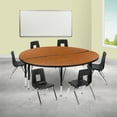 thumbnail image 2 of Flash Furniture Emmy 60" Circle Wave Flexible Laminate Activity Table Set with 12" Student Stack Chairs, Oak/Black, 2 of 12