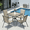 Brown, variant on Arlopu Outdoor Table Furniture Set Patio Dining Table Set with 4 Stackable Textilene Chairs, Dark Blue