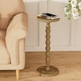 thumbnail image 4 of Finew Solid Wood Drink Table, Rubber Wood‌ Small Round Side Table for Small Spaces, Martini Tables, Pedestal End Tables for Living Room, Bedroom, Corners, and Office (Brown, 9.4 inch), 4 of 8