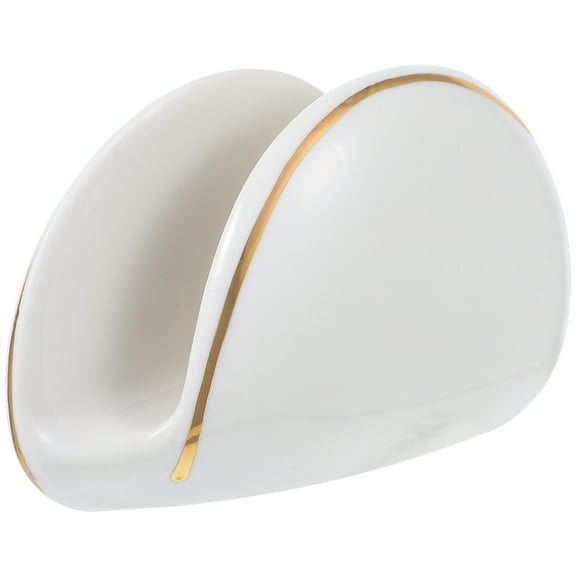 EXHUMKY Ceramic Napkin Holder White Asymmetric Design for Kitchen Storage