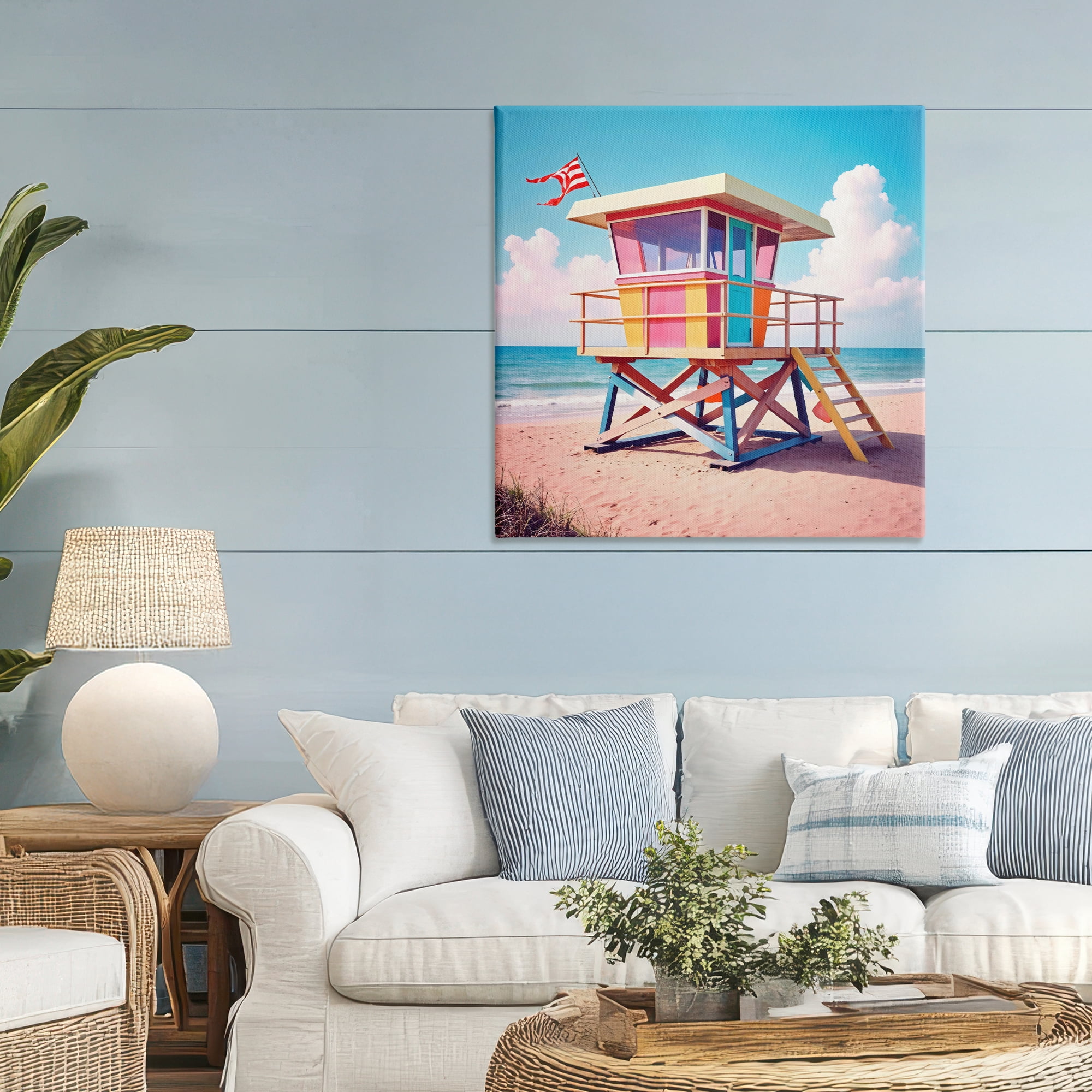 Stupell Industries Colorful Sunny Beach Tower Canvas Wall Art, design by Creative Studio