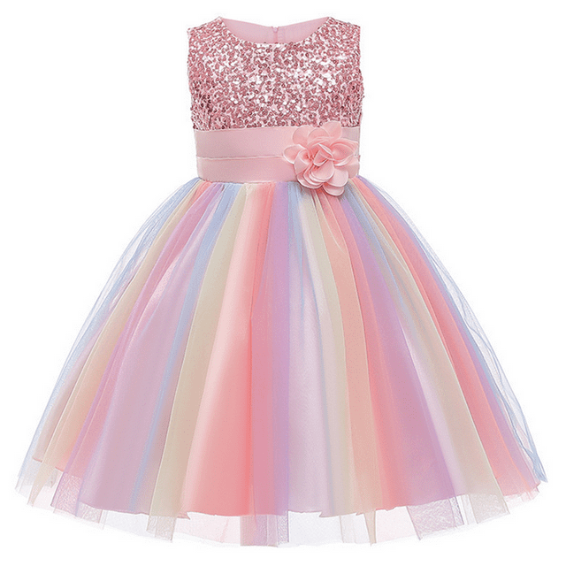Robes Formelles pour Filles Robes de Fête de Mariage Robes à Sequins Robe Tutu d'Anniversaire Robe de Bal