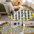thumbnail image 5 of Round Rugs 5Ft, Lemon Farmhouse Round Area Rug Washable Indoor Throw Carpet, Summer Fruit Botanical Black Checked Soft Non Slip Circle Rug for Cabinet Bathroom Home Decor Aesthetic, 5 of 8