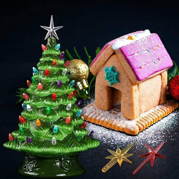 7 Pieces Ceramic Christmas Tree Star Ornaments Ceramic Christmas