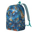 thumbnail image 3 of Marine Animal Sea Turtle Pattern Lightweight Travel Backpack Vintage Style Canvas Bookbag with Tropical Nautical Print Comfortable Carrying and Anti-theft Multifunctional Features for School and Outdo, 3 of 5