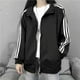 thumbnail image 4 of Chaqueta fina de tres barras para mujer, chaqueta de béisbol negra para estudiantes, chaqueta holgada para mujer, primavera y otoño, 4 of 5
