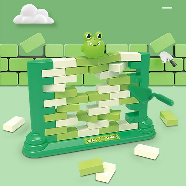 Board Game Toys Educational Table Game Double Building Blocks Push Wall Toys Suitable For 4 -12 Years Old Children Game Three Animals Green
