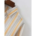 thumbnail image 4 of VSSSJ Men's Striped Dress Shirts Button Down Casual Cotton Linen Shirt Slim Fit Long Sleeve Lapel Collar Suit Shirt for Men Yellow XL, 4 of 8
