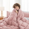 thumbnail image 2 of MUXHOMO 7 Pieces King Size Comforter Set, Reversible Bed in a Bag King, All Season King Bedding Set with Comforter, Flat Sheet, Fitted Sheet, Pillowcases & Shams, Pink & Light Grey, 2 of 18