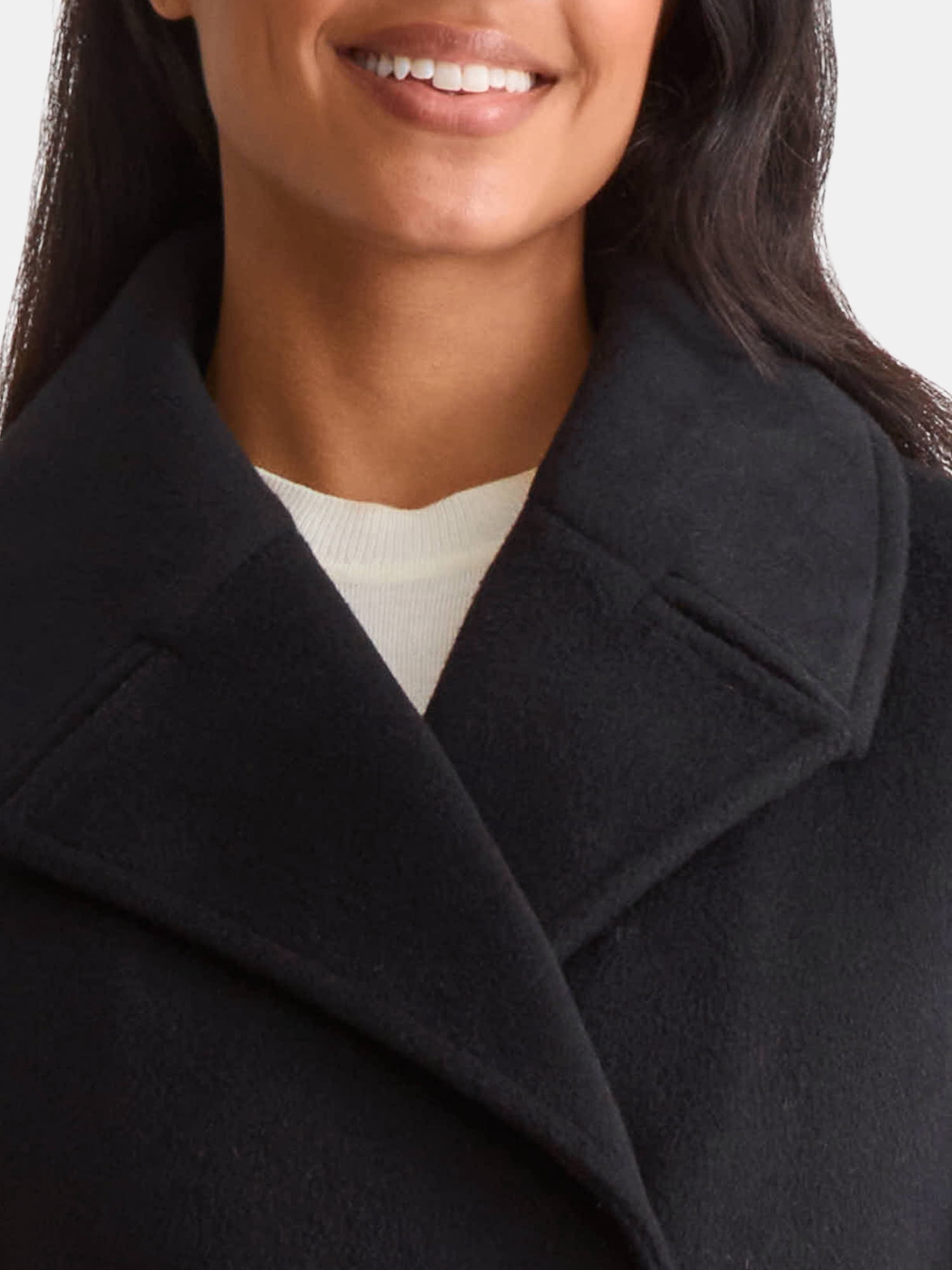 Time and Tru Women's and Women's Plus Faux Wool Peacoat, Sizes XS-2X