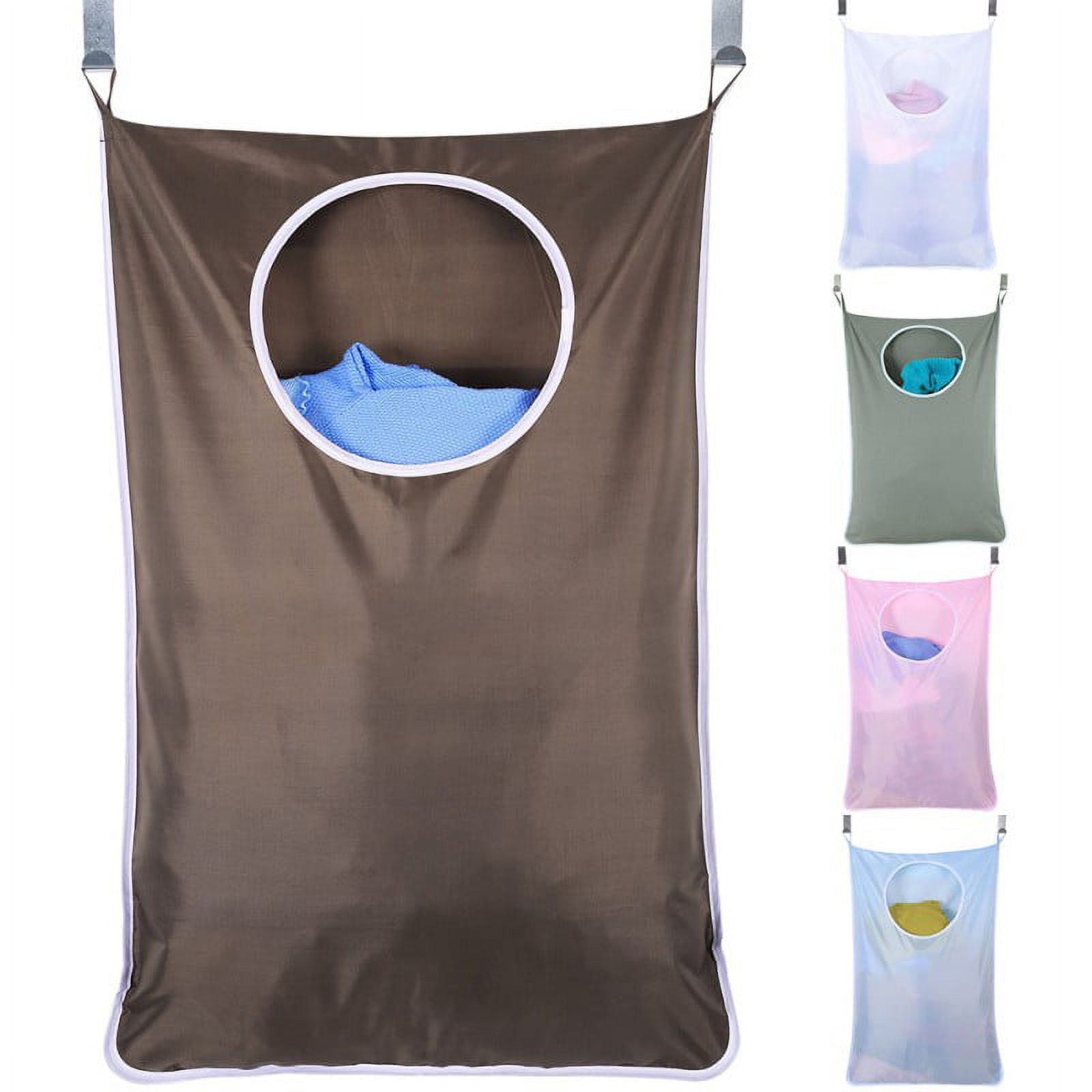 Hanging Laundry Hamper Bag Hanging Bag for Laundry Over The Door Laundry Hamper Hanging Laundry Basket(With 2 Stainless Steel Hooks and 2 Suction Cup Hooks)