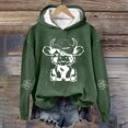 thumbnail image 2 of Womens Work Blouse Fall Winter Comfy Hooded Long Sleeve Blouson Drop Shoulder Drawstring Heart Print Leisure Cotton Sweatshirt Hoodie(Green,XXL), 2 of 3