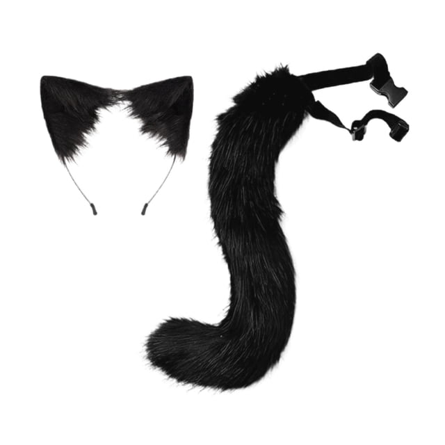 Diadema con orejas de y de imitación, diadema ajustable de felpa para Cosplay, disfraz de carnaval y Halloween para mujer, vestido de fiest , NEGRO negro2