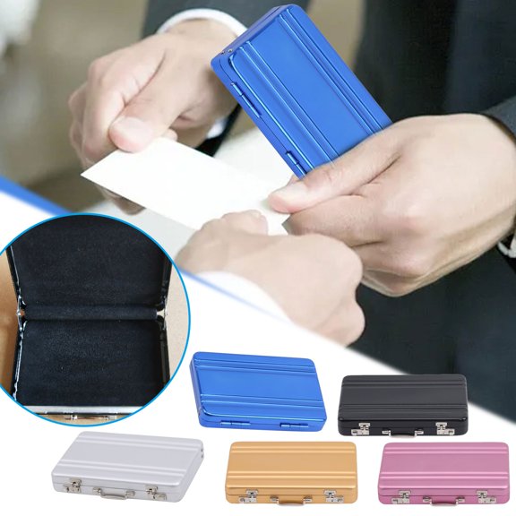 Aluminum Alloy Business Card Holder Sleek Suitcase Style Name Card Case, Portable Card Bag Organizer for Professional Use
