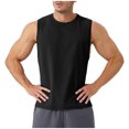 thumbnail image 2 of USNSM Men's Tank Tops Cotton Solid Sleeveless Muscle Shirts for Workout Running Athletic Gym Lounge Casual, Breathable Black L, 2 of 7