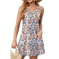 thumbnail image 3 of Fantaslook Summer Dresses for Women Casual V Neck Sleeveless Sundresses Floral Beach Short Dress with Pockets, 3 of 8