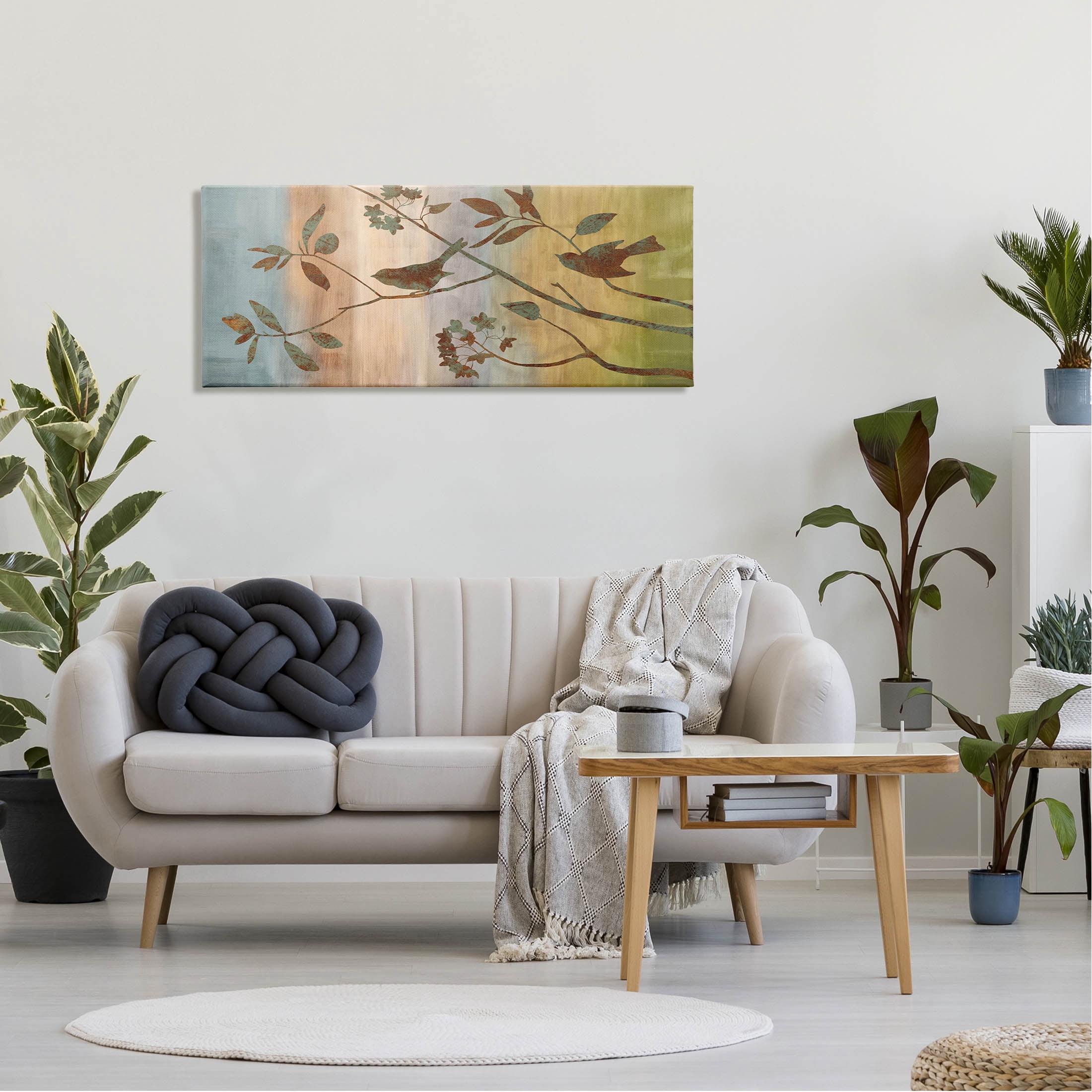 Collaged Bird Nature Silhouette Botanical & Floral Graphic Art Gallery Wrapped Canvas Print Wall Art