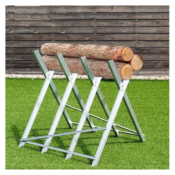 Folding Saw Horse for Log, Heavy Duty Steel Sawbuck w/ Sawtooth for Firewood, 220 LBS Weight Capacity, Adjustable Lightweight Sawhorse Wood Cutting Stand