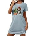 thumbnail image 2 of Sakmal Loose Womens Nightgown Soft Breathable Christmas Blue Sleepwear Dog Print Short Sleeve Crew Neck Short Nightgowns S-2XL, 2 of 5