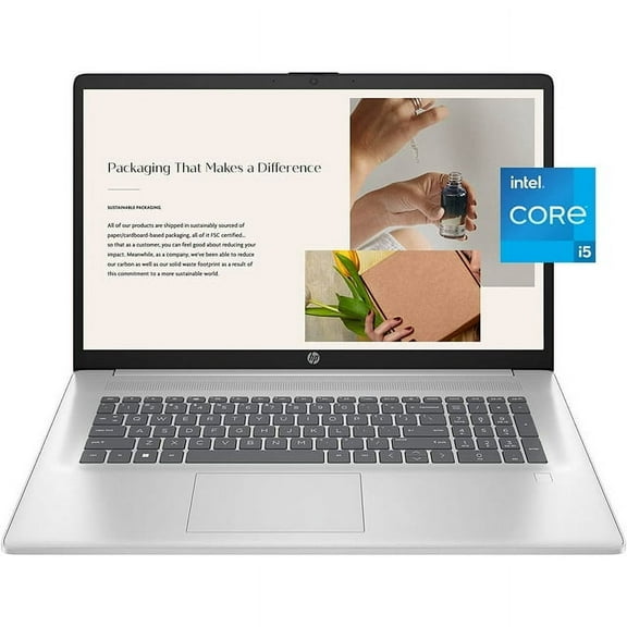 HP 17 inch Laptop, HD Display, 12th Gen Intel Core i5, 8 GB RAM, 512 gb SSD, Intel Iris Xe Graphics, Windows 11 Home, 17-cn2099nr (2023)