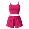 thumbnail image 5 of siminsem Women's Ribbed Knit Pajama Set 2 Piece Lounge Sleepwear Soft Stretchy Loungewear with V Neck Top and Wide Leg Pants Comfy Home Pjs, Hot Pink,XXXL, 5 of 5