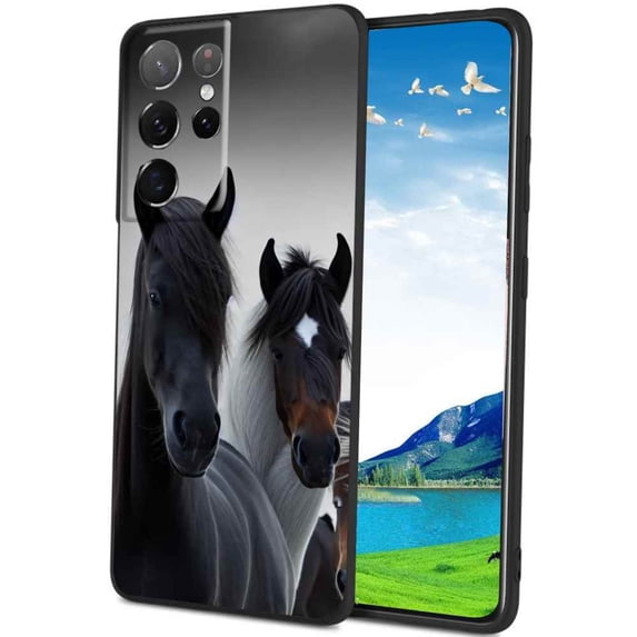 Compatible with Samsung Galaxy S23 Ultra Phone Case, Horses-216 Case Silicone Protective for Teen Girl Boy Case for Samsung Galaxy S23 Ultra