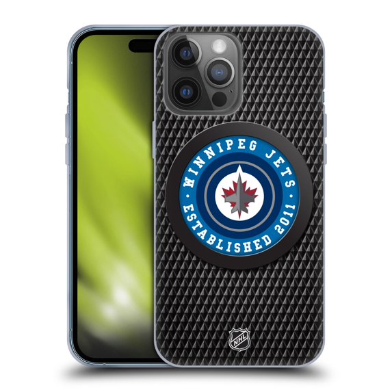 Head Case Designs Officially Licensed NHL Winnipeg Jets Puck Texture Soft Gel Case Compatible with Apple iPhone 14 Pro Max
