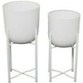 thumbnail image 6 of CosmoLiving by Cosmopolitan 20", 22"H Metal Modern Planter, White, 2-Piece, 6 of 6