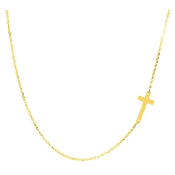 Women Harper Sideways 18K Gold Simple Cross Pendant Necklace Eyes Skinny Cross Celebrity Inspired Chain Necklace | Plated Minimalist Trendy Sideways Cross Necklace