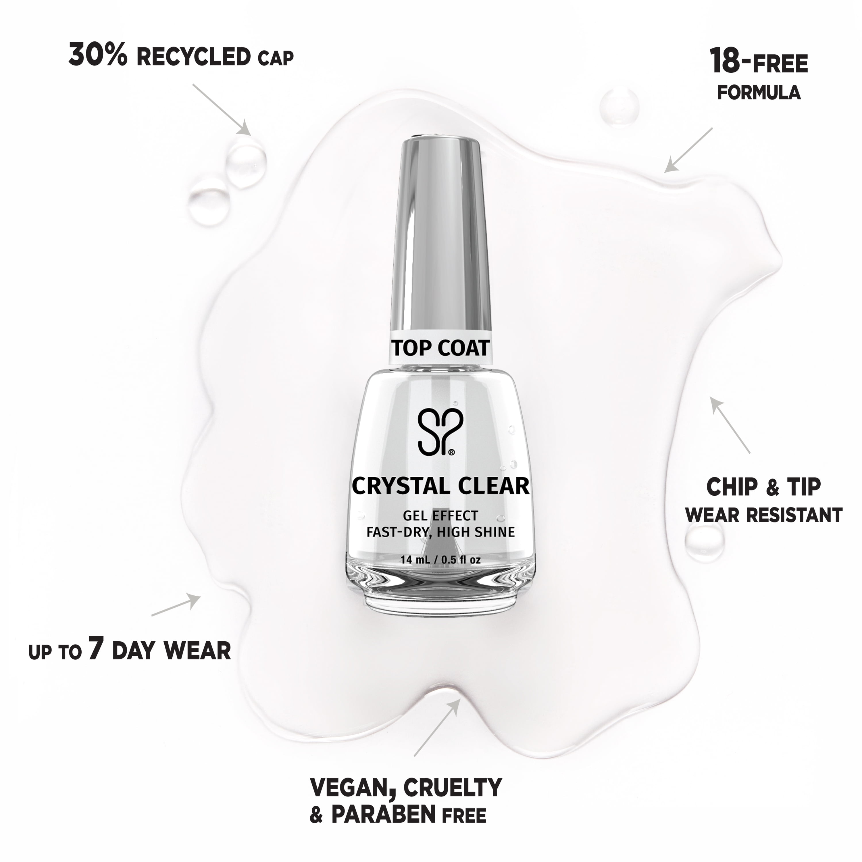 Salon Perfect Nail Polish, 465 Crytstal Clear Top Coat, 0.5 fl oz