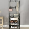 thumbnail image 5 of Uutvmp Coat and Shoe Rack, Entryway Coat Rack, Shoe Coat Rack Freestanding with 4-Tier Storage Shelves Coat Rack Stand for Bedroom, Hallway, Office, 23.6x10.2x65.7in, 5 of 6