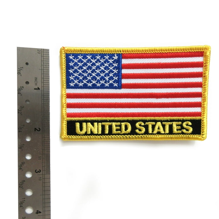 US Flag Patch Gold Border 2.5 Inch by Ivamis Patches