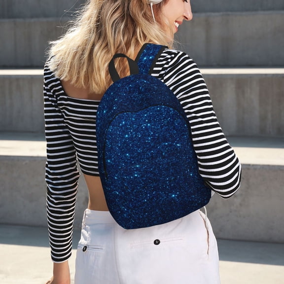 Horeoi Sparkling Blue Glitter for Canvas Backpack for School Outdoor Travel Use Men Women Teenagers Large Capacity with Adjustable Shoulder Straps