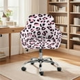 thumbnail image 2 of Whosucclay Pink Leopard Print Swivel Accent Chair Covers Removable Curved Back Chair Covers with Arms Anti-Slip Dining Chair Slipcovers for Kitchen, Party, Banquet Decor, 2 of 7