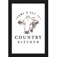 thumbnail image 1 of Country Kitchen - Cow on White - Lantern Press Artwork (12x18 Giclee Art Print, Gallery Framed, Black Wood), 1 of 1