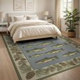 thumbnail image 3 of ODIKA 8'x10' Washable Area Rug Country Lake Scene With Vintage Fish And Pine Border Fishing Flowing Dynamic for King Size Bedroom Under Bed, Master Suite, Non-Shedding, Easy Care, 3 of 7