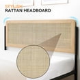 thumbnail image 4 of Queen Rattan Headboard Bed Frame with Safe Rounded Corners, Strong Metal Slats Support, Mattress Foundation, Noise-Free, No Box Spring Needed, White Oak, 4 of 9