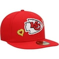 thumbnail image 3 of Men's New Era Red Kansas City Chiefs Chain Stitch Heart 59FIFTY Fitted Hat, 3 of 5