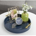 thumbnail image 5 of Kate and Laurel Lipton Modern Round Tray, 15.5" Diameter, Navy Blue And Gold, Decorative Accent Tray for Storage and Display, 5 of 5